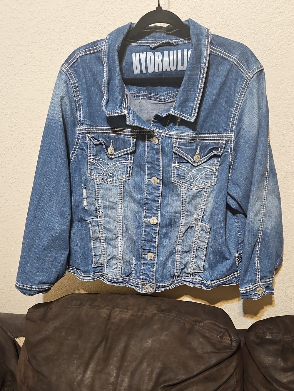 Hydraulic Blue Distressed Denim Jacket